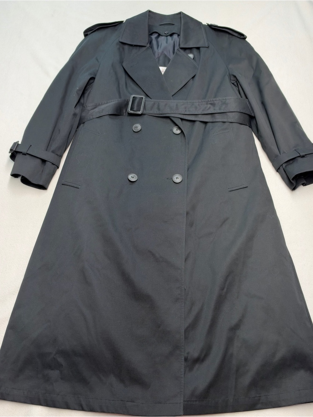 Worthington Black Double-Breasted Trench with Belt